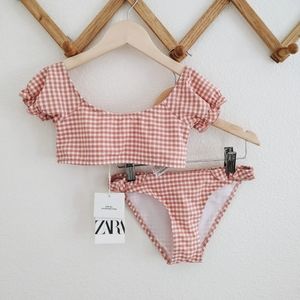 Zara NWT pink gingham bikini
